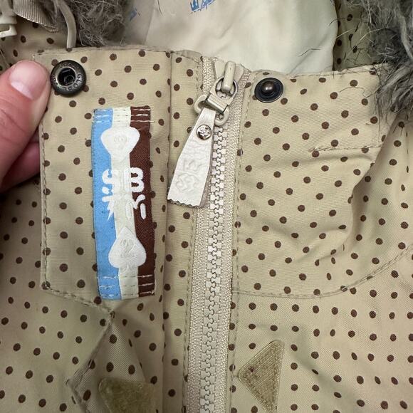 Special Blend Jacket Womens Large Brown Polka Dot 10K Hooded Faux Fur Snowboard - Picture 6 of 16